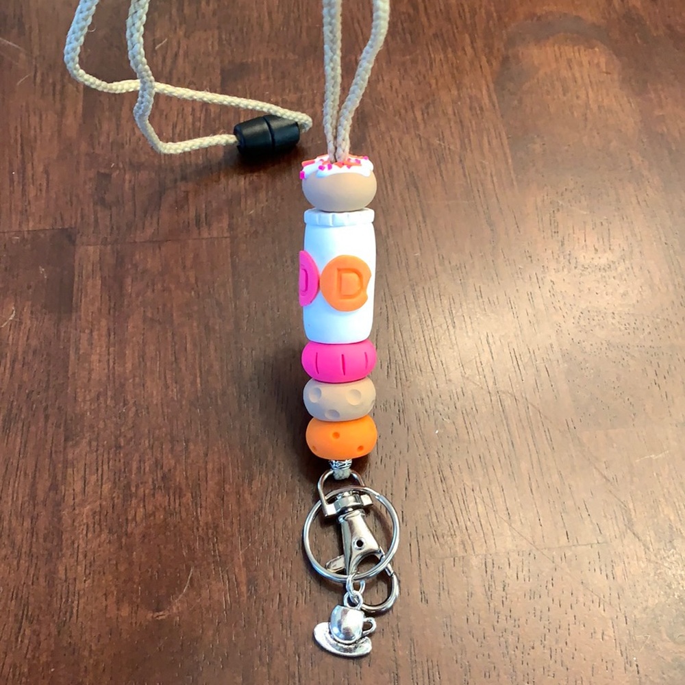 Donut & coffee teacher lanyard